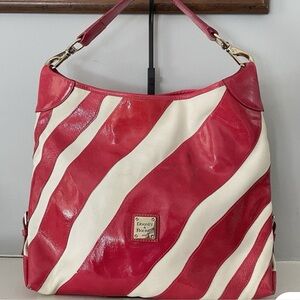 Dooney & Bourke pink and White zebra Striped Shoulder Bag